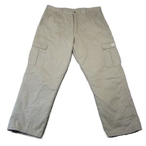 Wrangler Fleece Lined Cargo Pant Men 36x29 Khaki Relaxed Workwear Outdoor Grunge